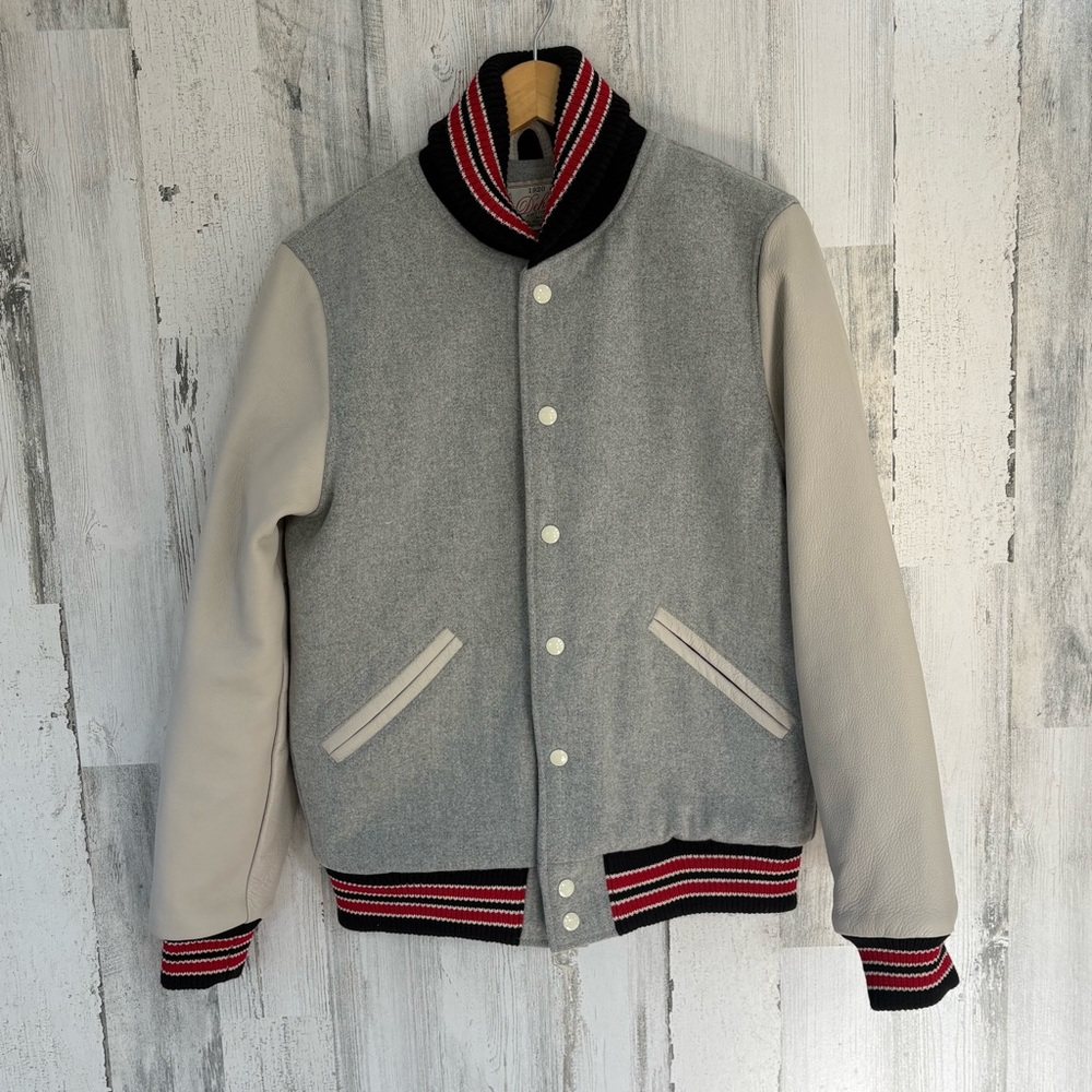 Dehen 1920 Vintage Men’s Size Small Wool/Leather Bomber Jacket Snap Closure